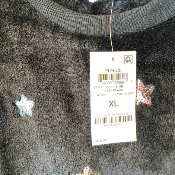 Epic Threads NWT Girls Black Fleece Sweatshirt With Sequin Stars Size XL - Picture 6 of 8